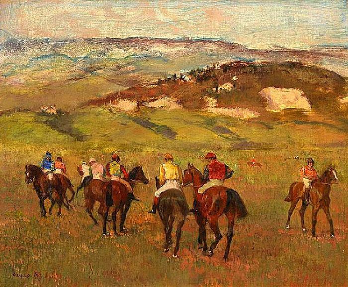 Edgar Degas Jockeys on Horseback before Distant Hills oil painting picture
